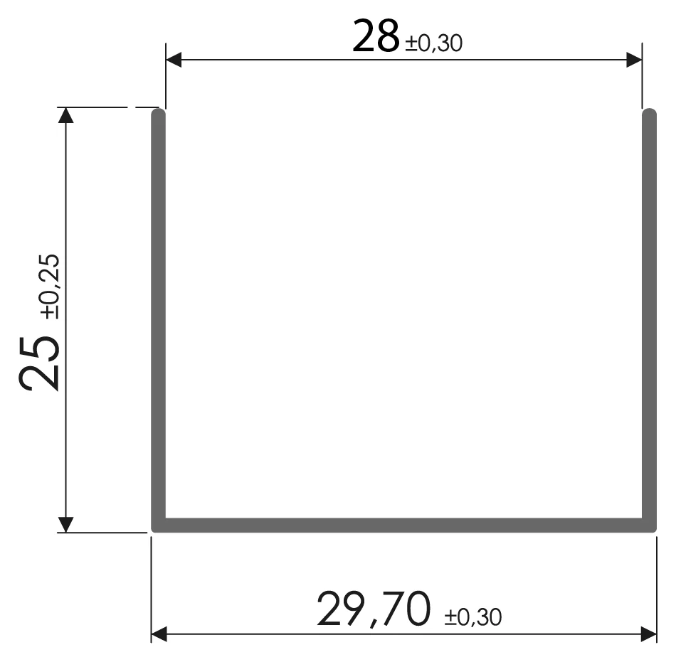 Desenho técnico com medidas: Trilho RX 1020