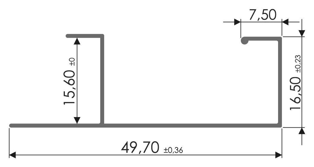 Desenho técnico com medidas: Puxador RX 1026