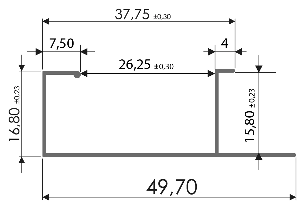 Desenho técnico com medidas: Puxador RX 1027