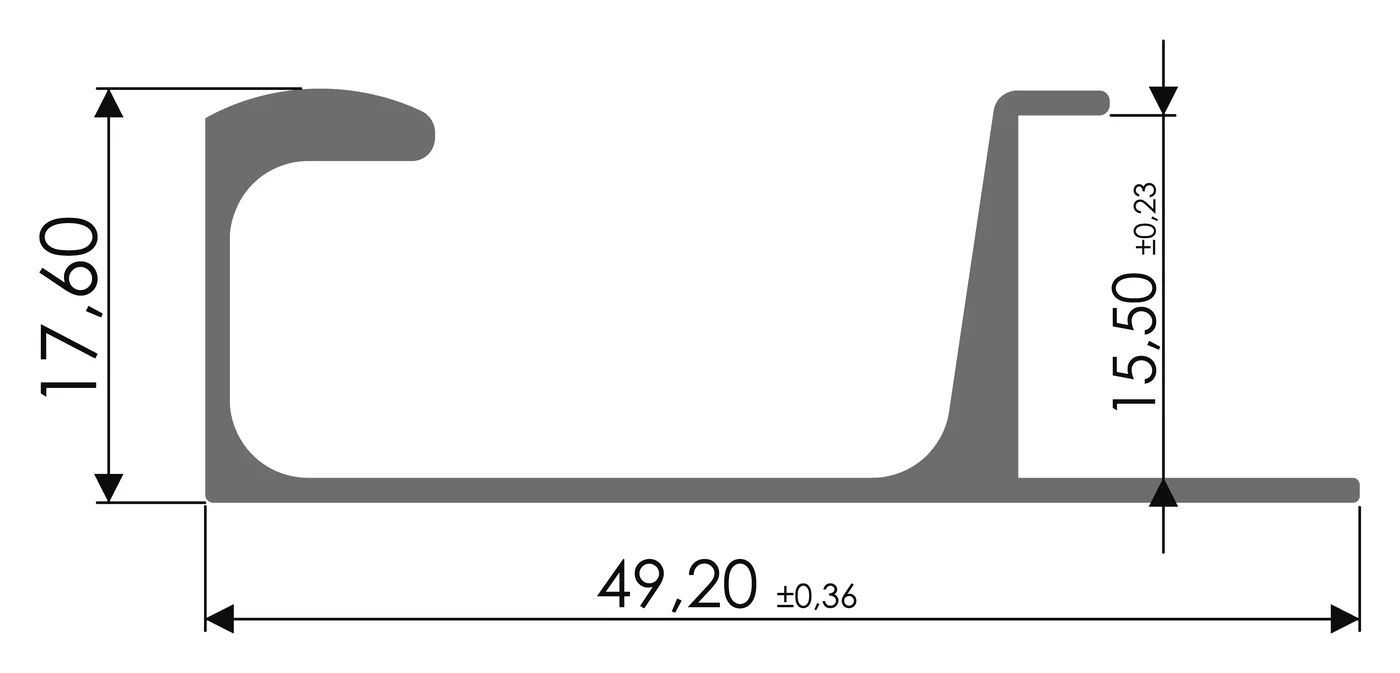 Desenho técnico com medidas: Puxador RX 1028