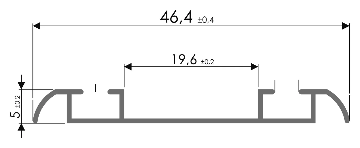 Desenho técnico com medidas: Trilho RX 1030
