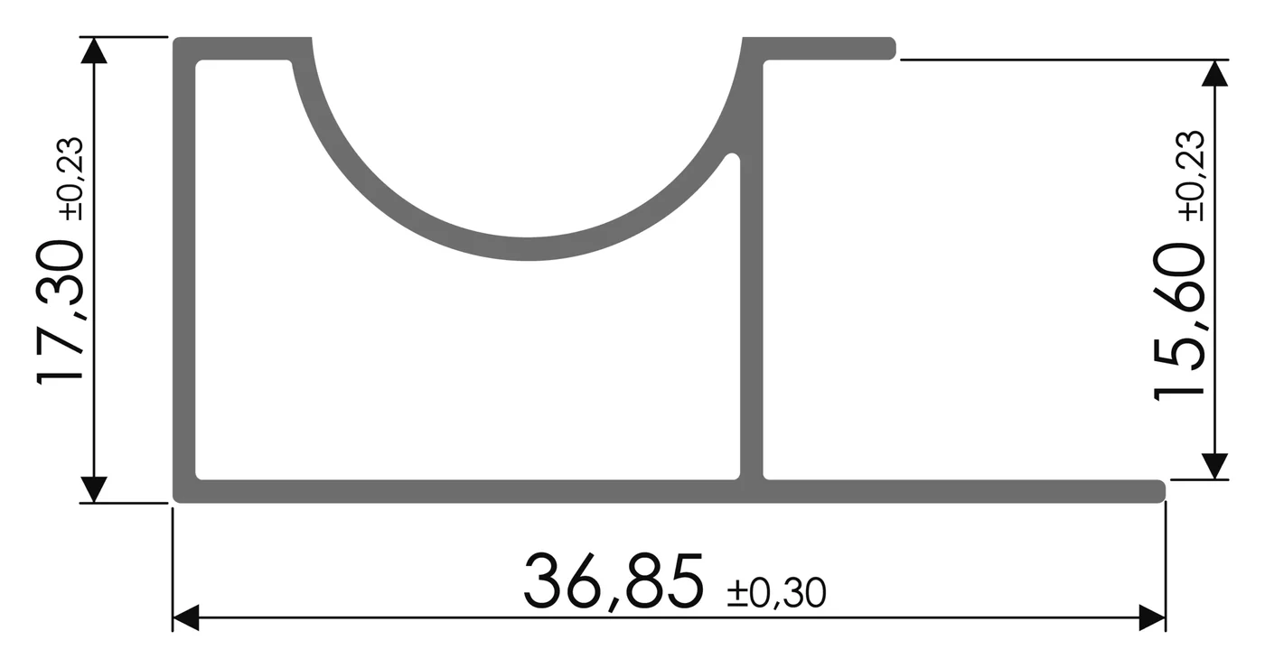 Desenho técnico com medidas: Puxador RX 1039