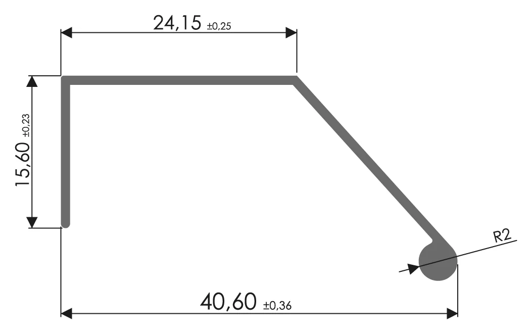 Desenho técnico com medidas: Puxador RX 1047