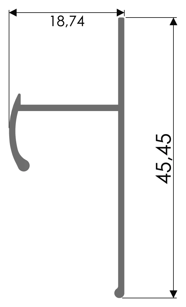 Desenho técnico com medidas: Puxador RX 1078