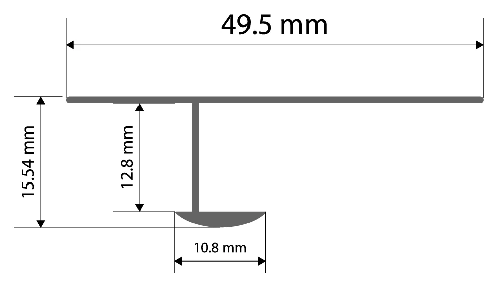Desenho técnico com medidas: Puxador RX 1079