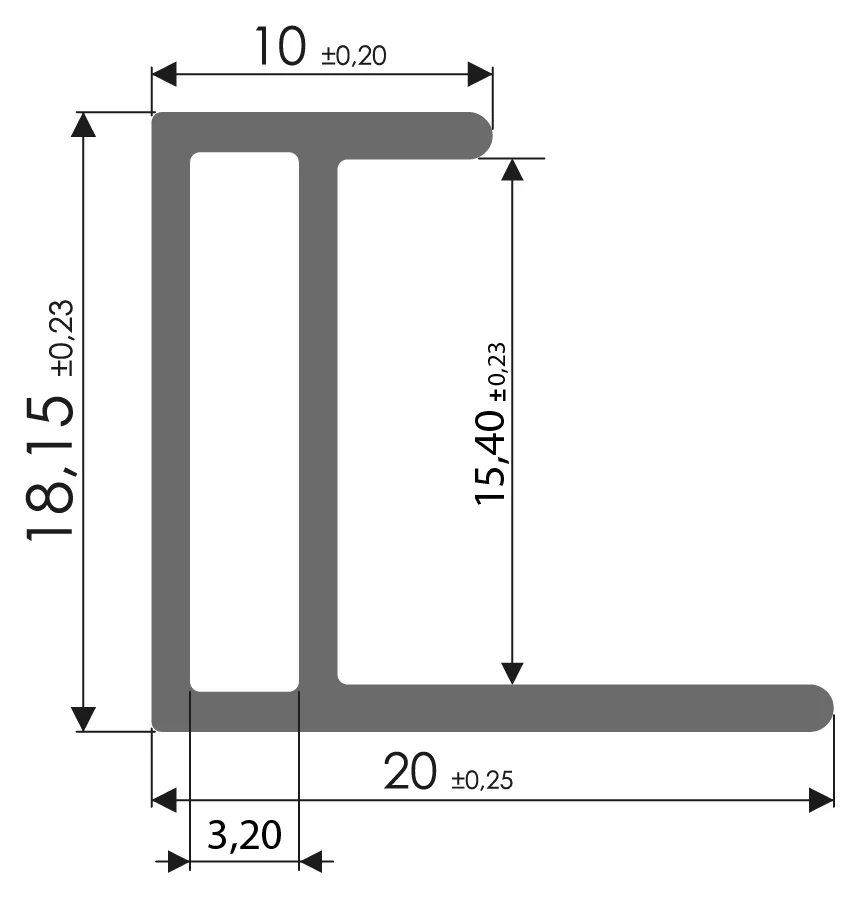 Desenho técnico com medidas: Testeira RX 1095