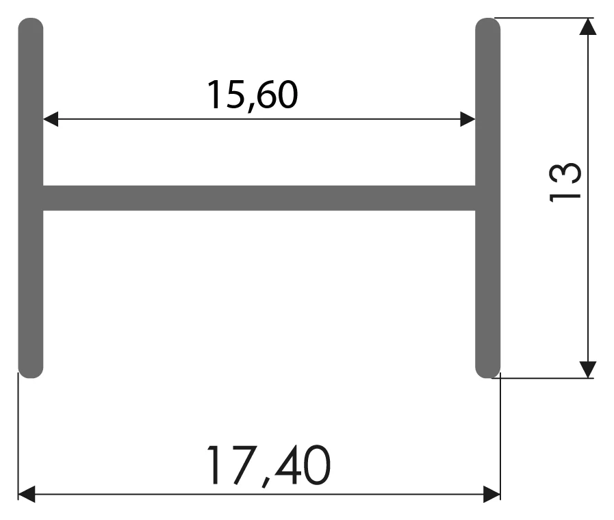 Desenho técnico com medidas: Travessa RX 1125