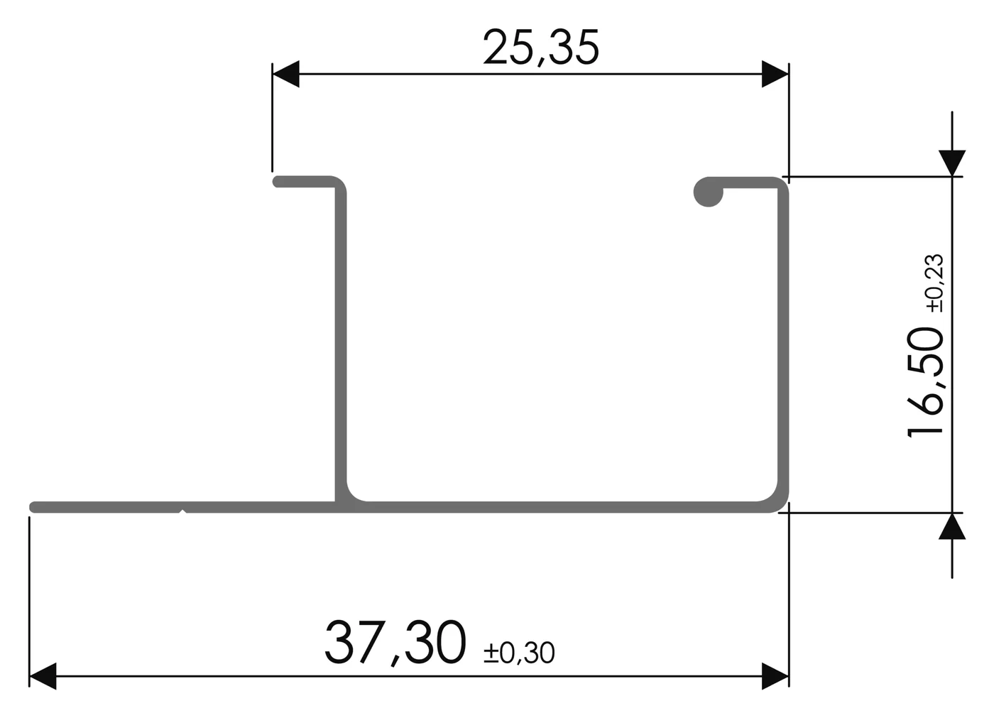 Desenho técnico com medidas: Puxador RX 1142