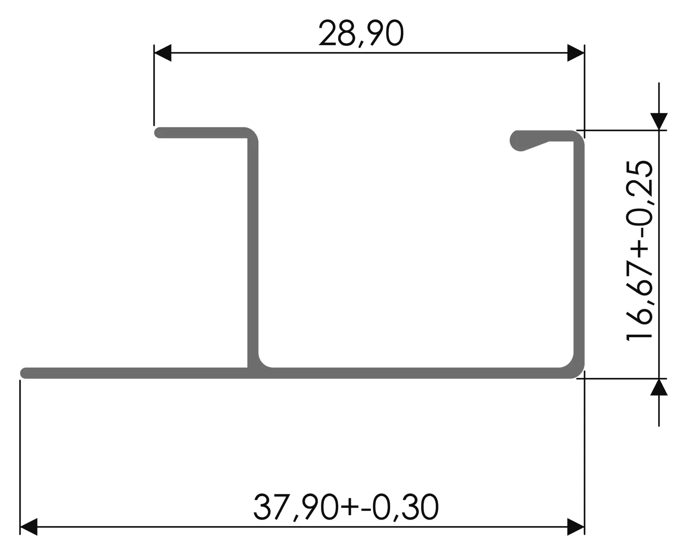 Desenho técnico com medidas: Puxador RX 1519