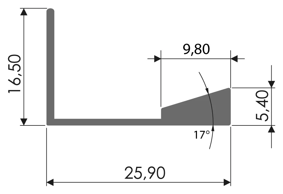 Desenho técnico com medidas: Puxador RX 1563