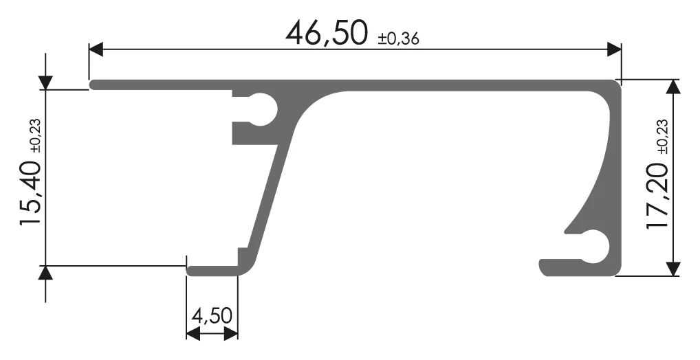 Desenho técnico com medidas: Puxador RX 905