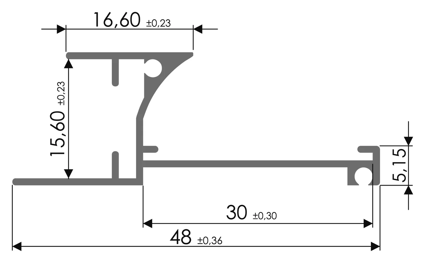 Desenho técnico com medidas: Puxador RX 918