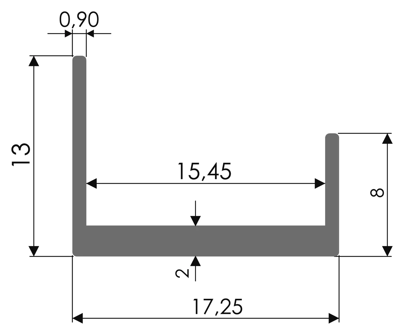 Desenho técnico com medidas: Testeira RX 920