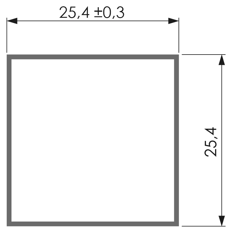Desenho técnico com medidas: Perfil para portão RX TQ 04