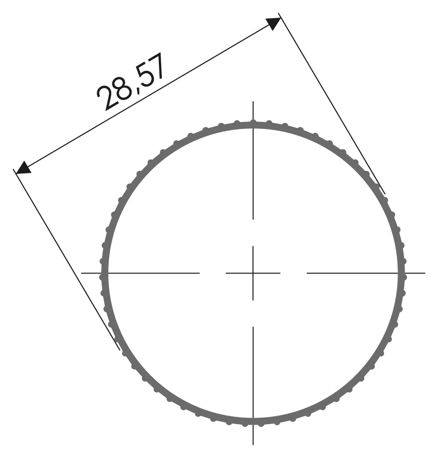 Desenho técnico com medidas: Perfil tubular RX TR 01