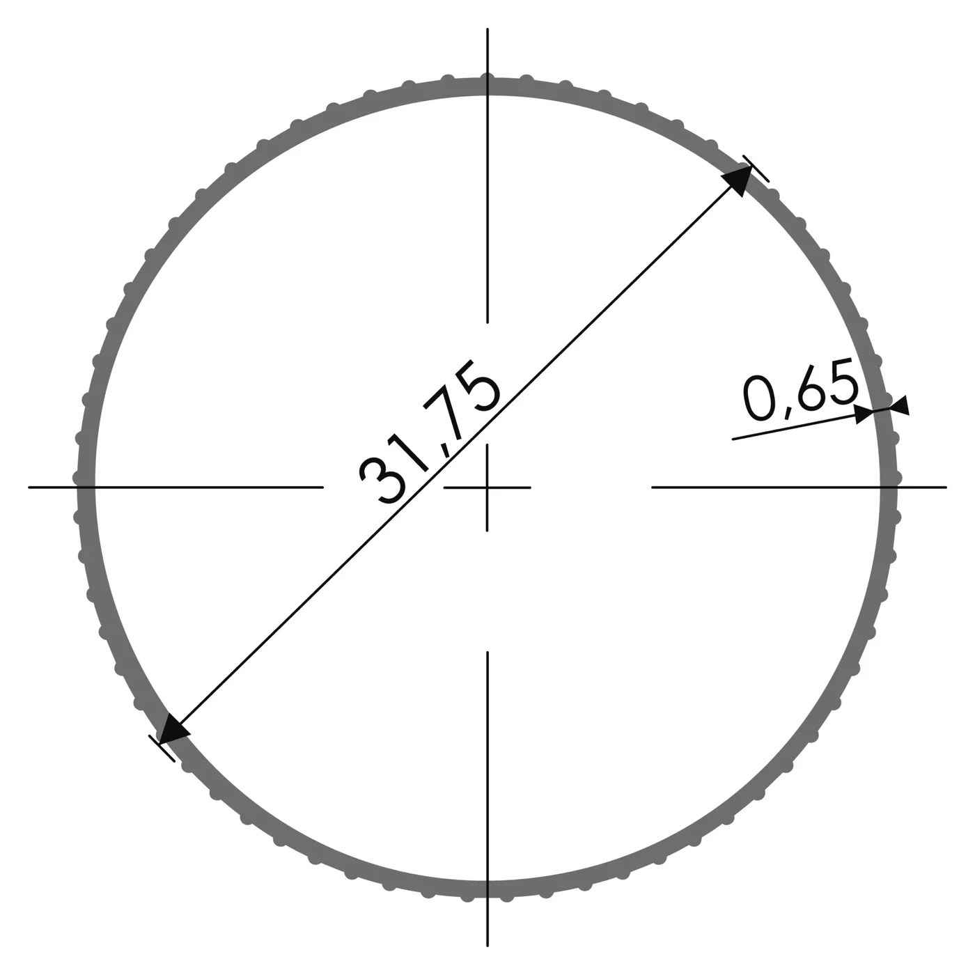 Desenho técnico com medidas: Perfil tubular RX TR 02