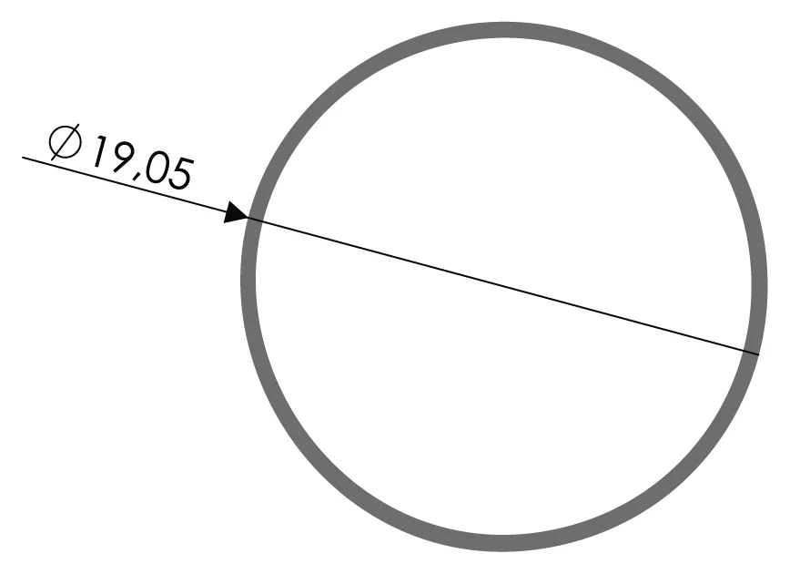 Desenho técnico com medidas: Perfil tubular RX TR 19