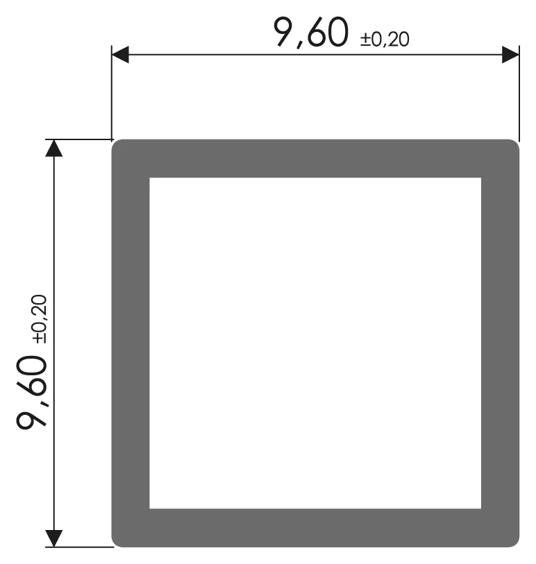 Desenho técnico com medidas: Puxador RX TUB 010 com ponteira