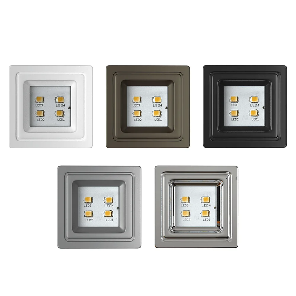 Spot de LED quadrado 3000K branco quente, acabamento natural