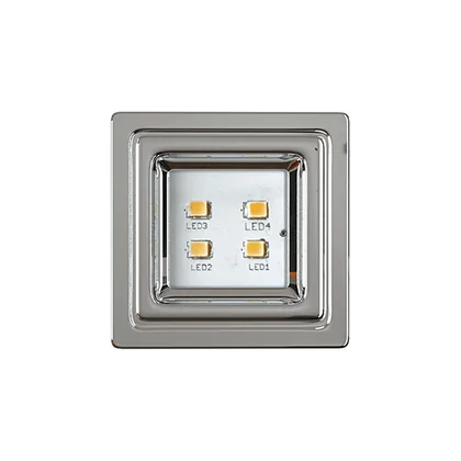 Spot de LED quadrado 3000K branco quente, acabamento polido