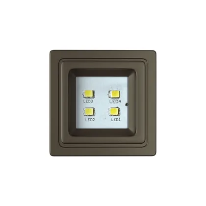 Spot de LED quadrado 6000K branco frio, acabamento anodizado champagne