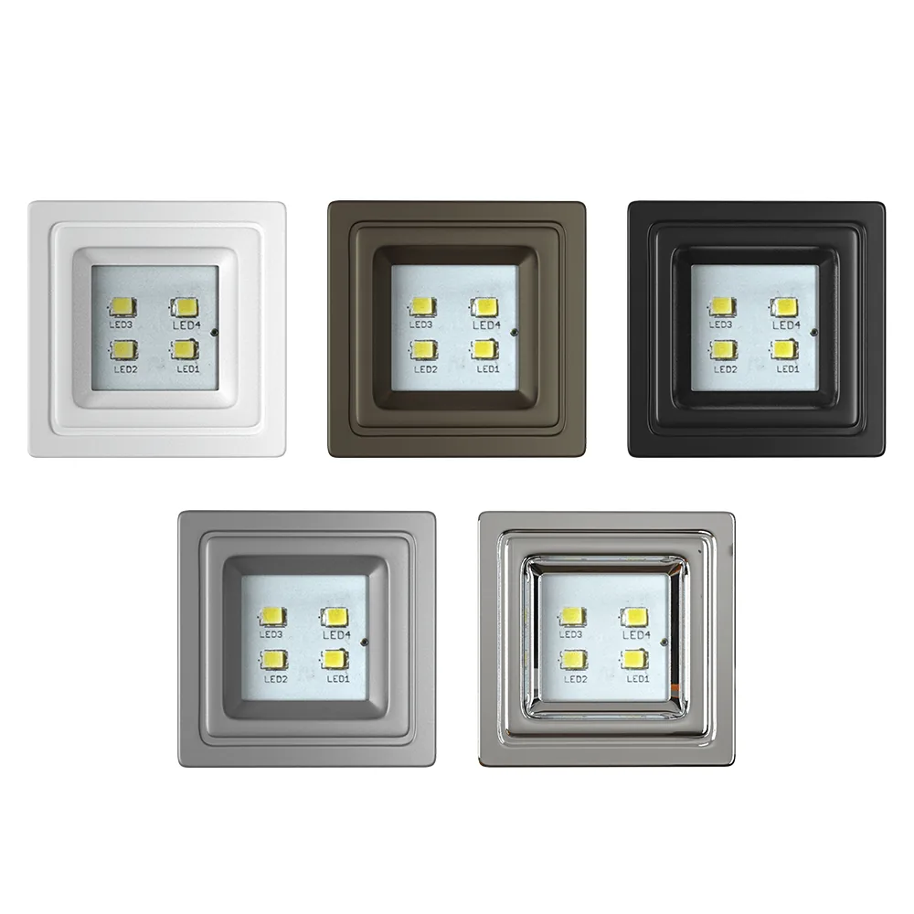 Spot de LED quadrado 6000K branco frio, acabamento natural