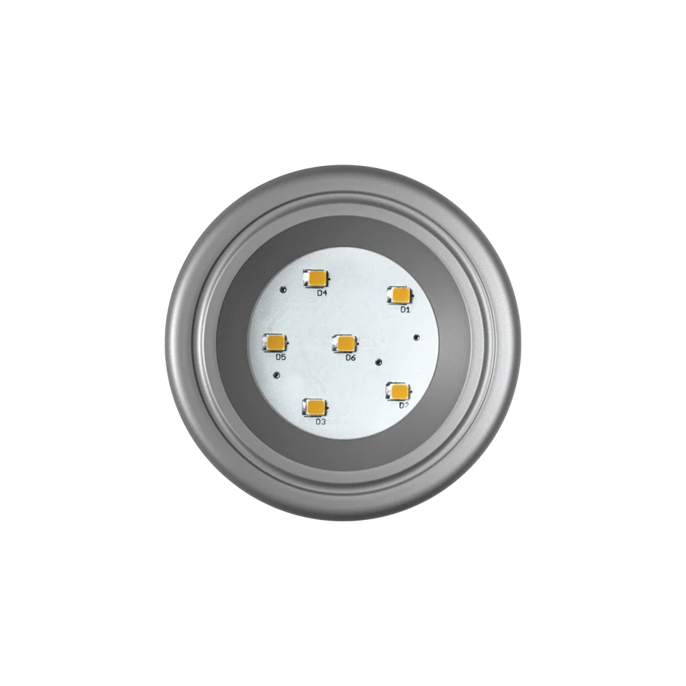 Spot de LED redondo 3000K branco quente, acabamento pintura cinza